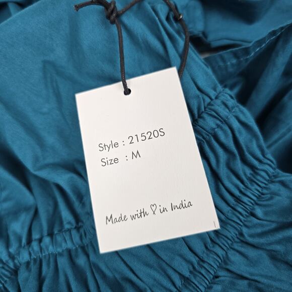 NWT Teal Empire Waist Puff Sleeve Dress Size M - Picture 10 of 12